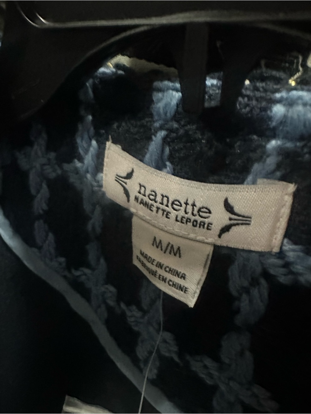 Nanette Lepore Blue and Black Tweed Open-Front Jacket - Picture 4 of 5